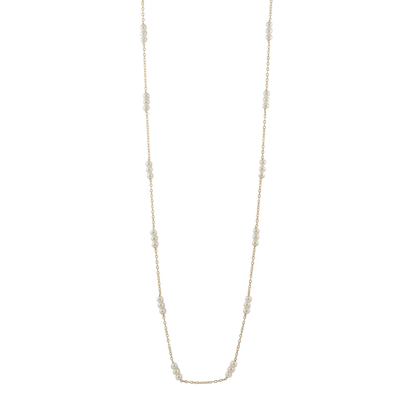 Triple Baby Pearl Long Strand Necklace