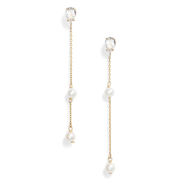 White Topaz Pearl Earrings – POPPY FINCH