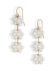 Triple Pearl Flower Drop Earrings